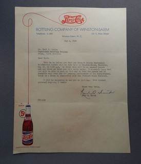 1949 Pepsi Cola Letterhead Winston Salem North Carolina NC