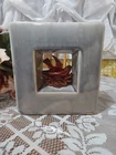 Vintage McCoy Pottery Arcature Vase, Grey & Burgandy Drip Glaze, Square Shape