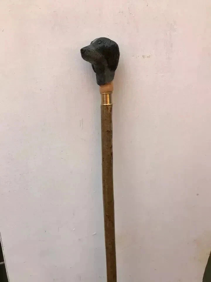 Bastone da Passeggio in Legno Bastone Testa di Cane Impugnatura Palmo Manico ... foto 2