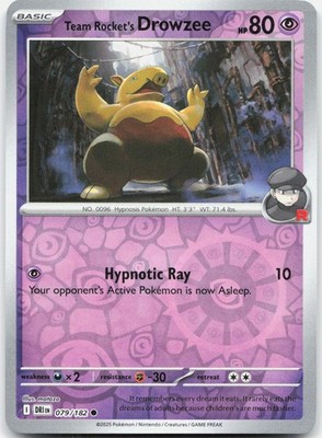 Team Rocket's Drowzee 079/182 Common Destined Rivals Pokemon Reverse Holo NM/M