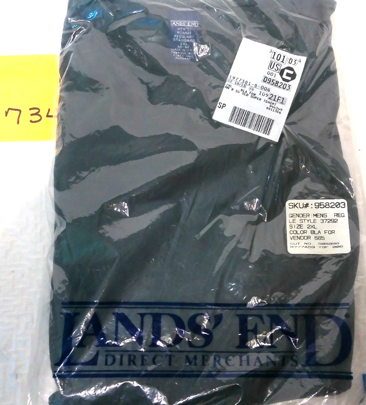 Lands' End Men's Classic Fit Short Sleeve Tee, Black, XXL
