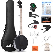 5 String Banjo Guitar Kit with Remo Drum Head and Geared 5th Tuner, 24 Bracke...