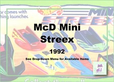 McDonald's 1992 Hot Wheels Mini-Streex Vehicles-Pick