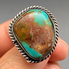 Vintage Navajo Native Turquoise Silver Ring Size 5