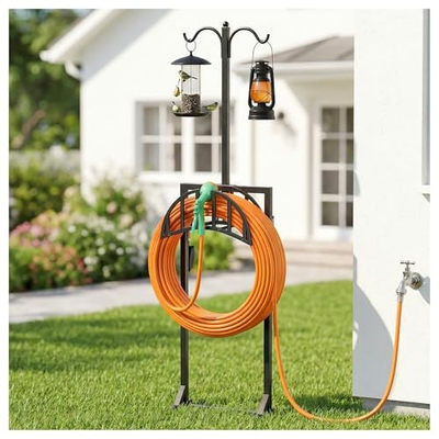 #ad #ad Garden Hose Holder Water Hose Stand for Outside with 4 Stake and 2 Black $68.02