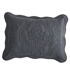 Microfiber King Pillow Shams Set of 2 - Quilted King Sham 2 Pack 3-dark Grey