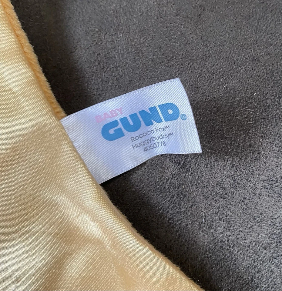 Manta de seguridad delgada de satén Baby Gund zorro rococó Huggybuddy de felpa Lovey Foto 3 de 4