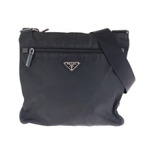 Prada Nylon Tessuto Triangle Logo Shoulder Bag Women Black One Size 761822