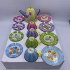 Vintage Retired Summer Bugs Schylling Child’s 14 Piece Tin Tea Set Butterflies
