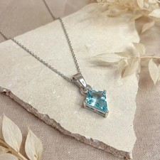 20.98Ct Santa Maria Aquamarine Kite Cut Pendant 925 Silver Jewelry Necklace