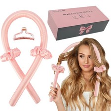 Heatless Curls Overnight,Hair Curlers to Sleep In,No Heat Satin 36, Pink