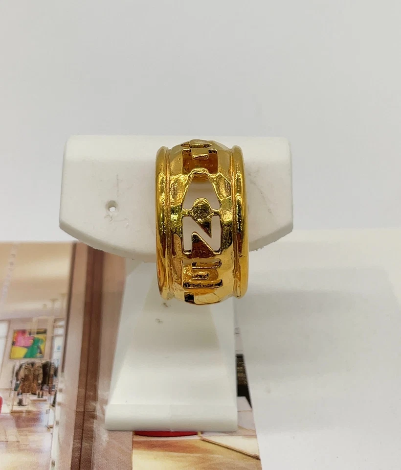 Authentischer Chanel Vintage Half-Hoop Katanuki Logo graviert mit Box SK030289 - Bild 4 von 4