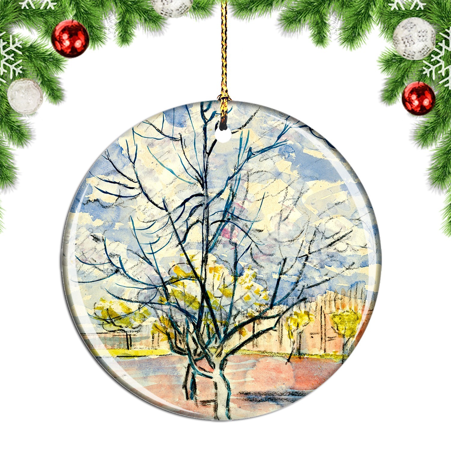 Van Gogh Blossoming Peach Trees Painting Christmas ornament city travel souvenir