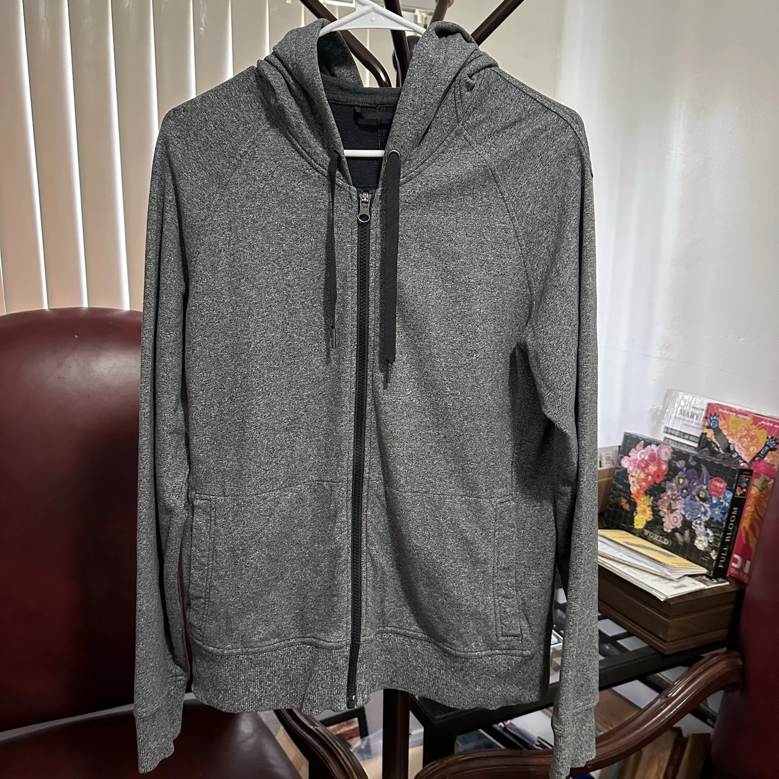 Lululemon Split Hoodie Women 10 Gray Long Sleeve Full Zip Stretch Athleisure Gym