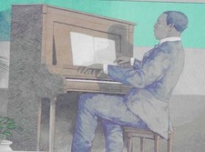 Scott Joplin, king of  RAGTIME piano; his mural in Sedalia Missouri  POSTCARD