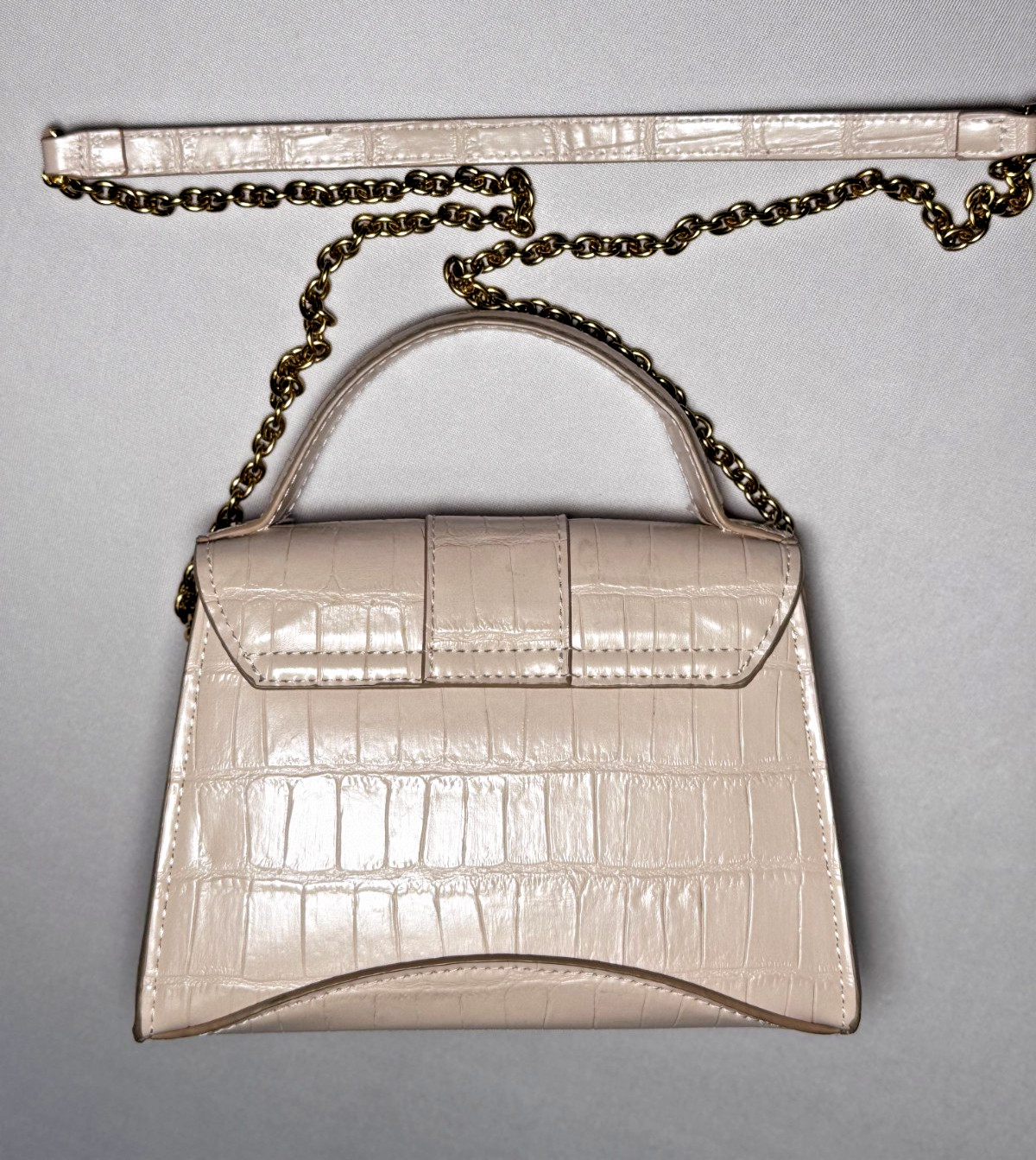 MANGO Coco Effect Chain Bag Croc Structured Cross… - image 9