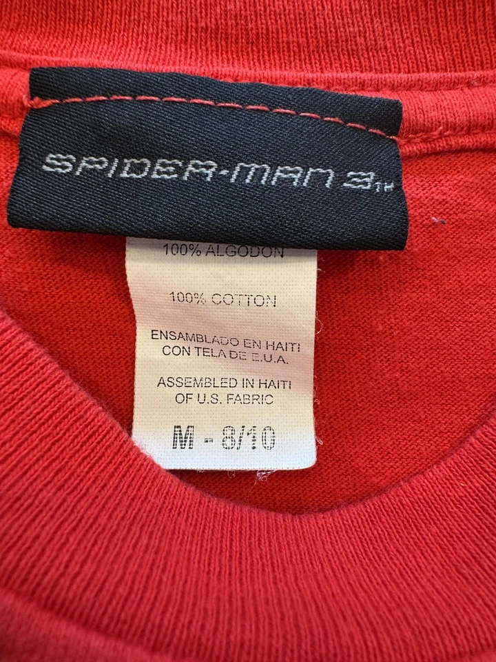Camisa Spider-Man 3 Juvenil Mediana 8/10 Roja Marvel Superhéroe Película Camiseta Niños Gráfico Foto 3 de 4