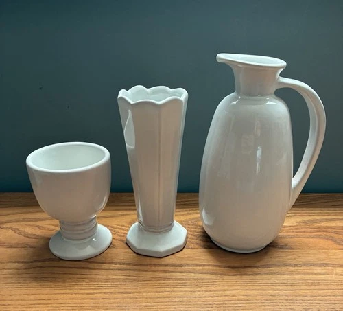 Vintage  FRANKOMA PITCHER 835, GOBLET 26LC,  & VASE  38 CREAM WHITE
