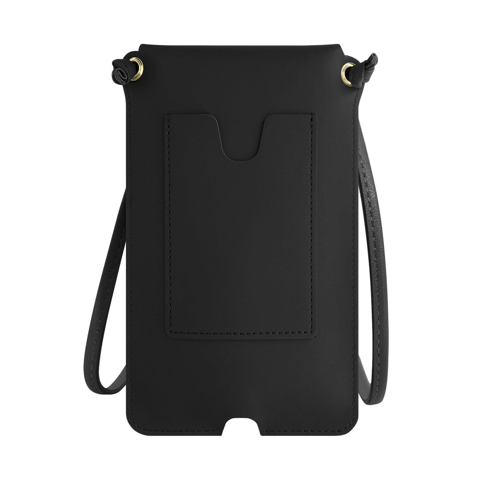 Mini sac pochette bandoulière smartphone simili cuir noir et porte carte femme homme