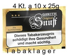 4 Kt. a 10 x 25g = 1,000 kg GAWITH  Schnupftabak ( 40 x 25g) Beutel