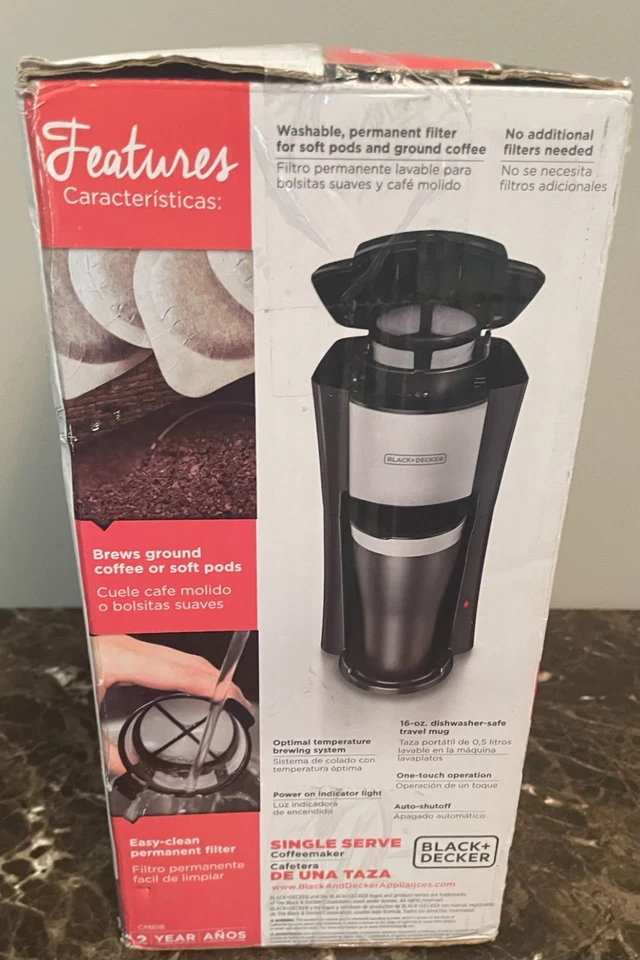 BLACK+DECKER SINGLE SERVE COFFEE MAKER 16 OZ  TRAVEL  MUG INCLUDED. - Image 3 of 4