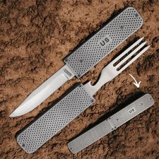 GI Multitool Eating Utensil | 7.13" Survival Knife & Fork Combo + Bottle Opener