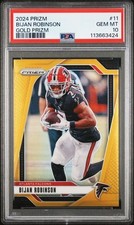 Bijan Robinson 2024 Panini Prizm Gold Prizm /10 PSA 10 #11 Atlanta Falcons Pop 1