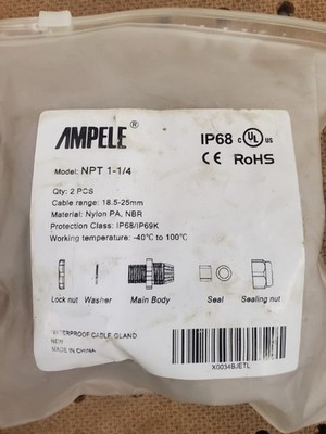 Ampele 1-1/4'' NPT Waterproof Cable Gland