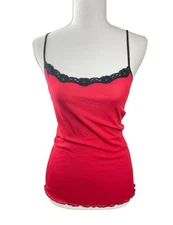 Maidenform Camisole Semi Sheer Top Lace Trim Lettuce Hem Y2K Witchy Whimsigoth