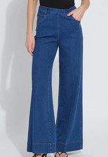 Lysse Women's Simone Hi Waist Studded Wide Leg Jeans Dark Wash Size XS NWT