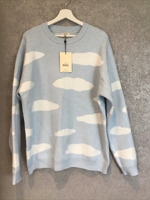 NEU Redefined Rebel Pullover Gr XL Himmel & Wolken Pulli Strickpullover Blau
