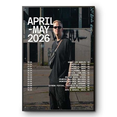 Adam Beyer April-May 2026 Tour Poster Coachella Ibiza Music Wall Art Print
