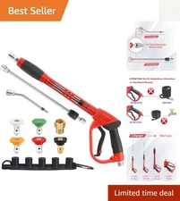 Versatile Pressure Washer Gun with 30° Curved Rod & Durable Nozzle Kit, 5000 PSI