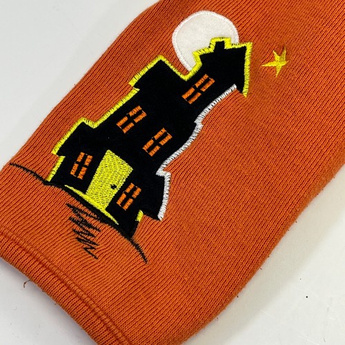 Halloween Cardigan Sweater Orange Witch Ghost Haunted House Onque Casuals Sz Med - Picture 10 of 14