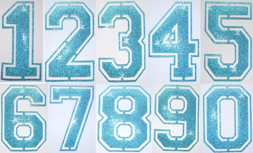 FABRIC GLITTER SEQUIN LR FOOTBALL NUMBER IRON-ON BLING DIY TSHIRT TRANSFER PATCH - Picture 4 of 7