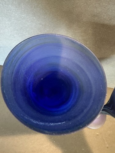 "Copas de cóctel, fenicias, azules, vidrio artístico soplado a mano, de colección de aproximadamente 7"" de alto" - Imagen 7 de 10