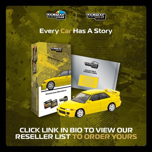 (In Stock) Tarmac Works 1/64 Mitsubishi Lancer GSR Evolution III Yellow Model - Picture 14 of 14