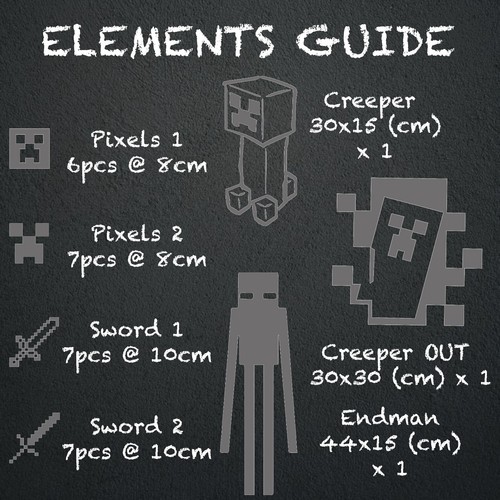 Minecraft PIXELS Endgame Creeper Sticker Bedroom Mural Decal Bundle - Picture 4 of 6