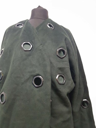 Asos White Green Abstract Eyelet Detail Duster Coat Size UK 12 EU 40 REF CL3 - Picture 2 of 10
