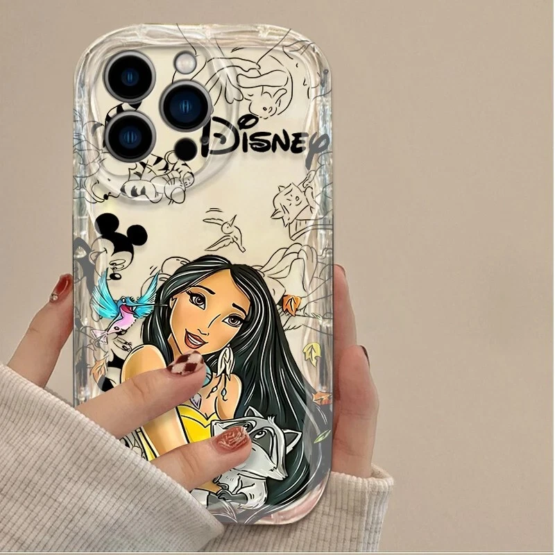 Funda de teléfono Disney Princess transparente 3D onda para iPhone 16 15 14 13 12 Plus Pro Max Foto 4 de 4