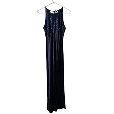 Vintage Steppin Out Purple Sequin Whimsigoth Maxi Dress Size 7/8 Grunge Satin US
