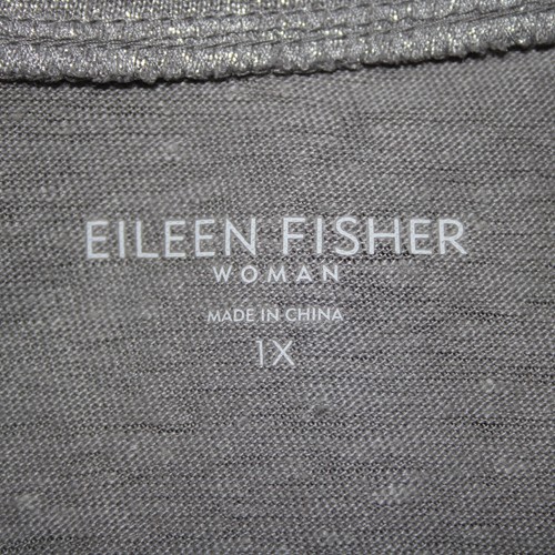 Eileen Fisher NEW $138 Moon Sz 1X Gray Silver Scoop Neck 100% Linen Top - Picture 9 of 14