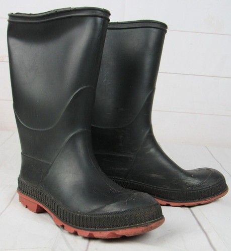 Youth Black Rubber Rain Boots Size 1 - Picture 3 of 6