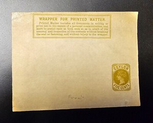 Ceylon Sri Lanka Queen Victoria Unused Postal Stationery Newspaper Wrapper 5c