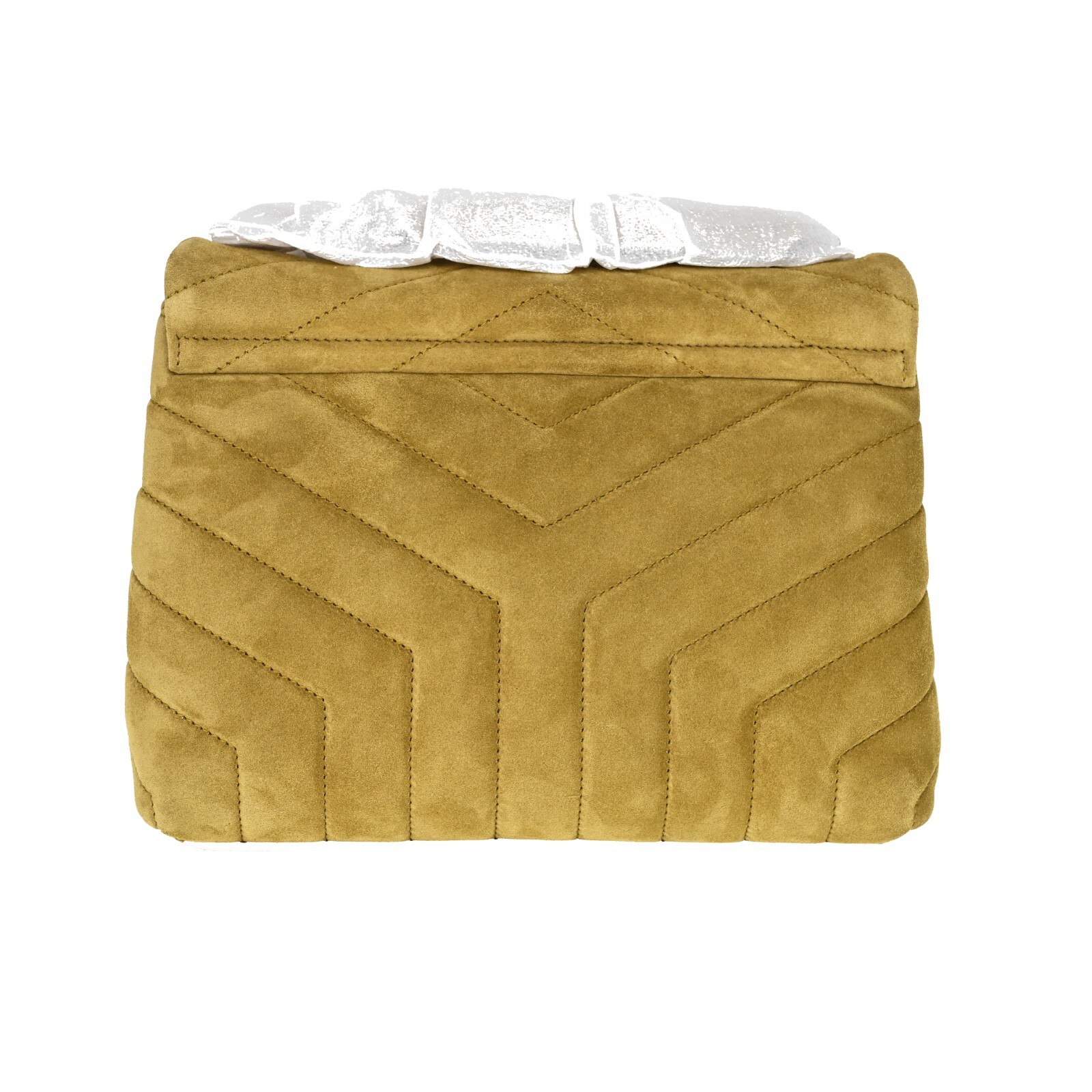 Nuova autentica borsa a tracolla Saint Laurent piccola monogramma Loulou trapuntata in pelle scamosciata