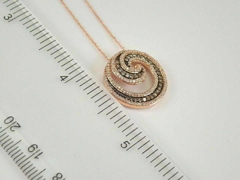 1 карат созданный в лаборатории круглый коричневый бриллиант круг вихревой кулон покрытие розовым золотом 14 карат - Изображение 3 из 4