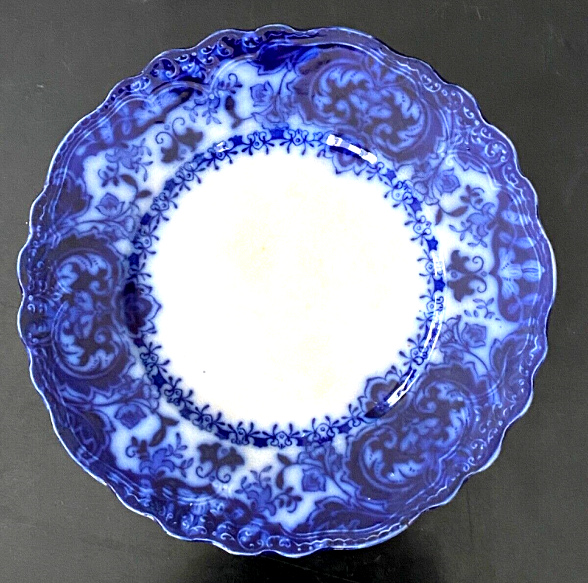 フローブルー Wood & Son Flow blue アンティーク プレート Antique Flow Blue Keswick Plate: Wood & Son Semi-porcelain