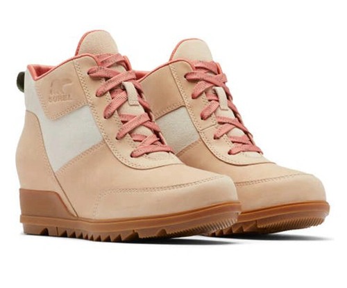 NEW SOREL Evie Sport Waterproof Lace-Up Wedge Bootie US 8/EUR 39 Nova Sand/Gum 2 - Picture 2 of 19