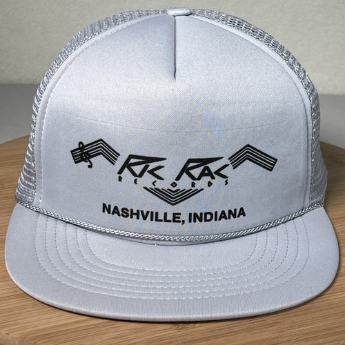 Mujsician Rac Vintage 1990's Ric Rac Records Trucker Hat Cap Gray Snapback Mesh ...