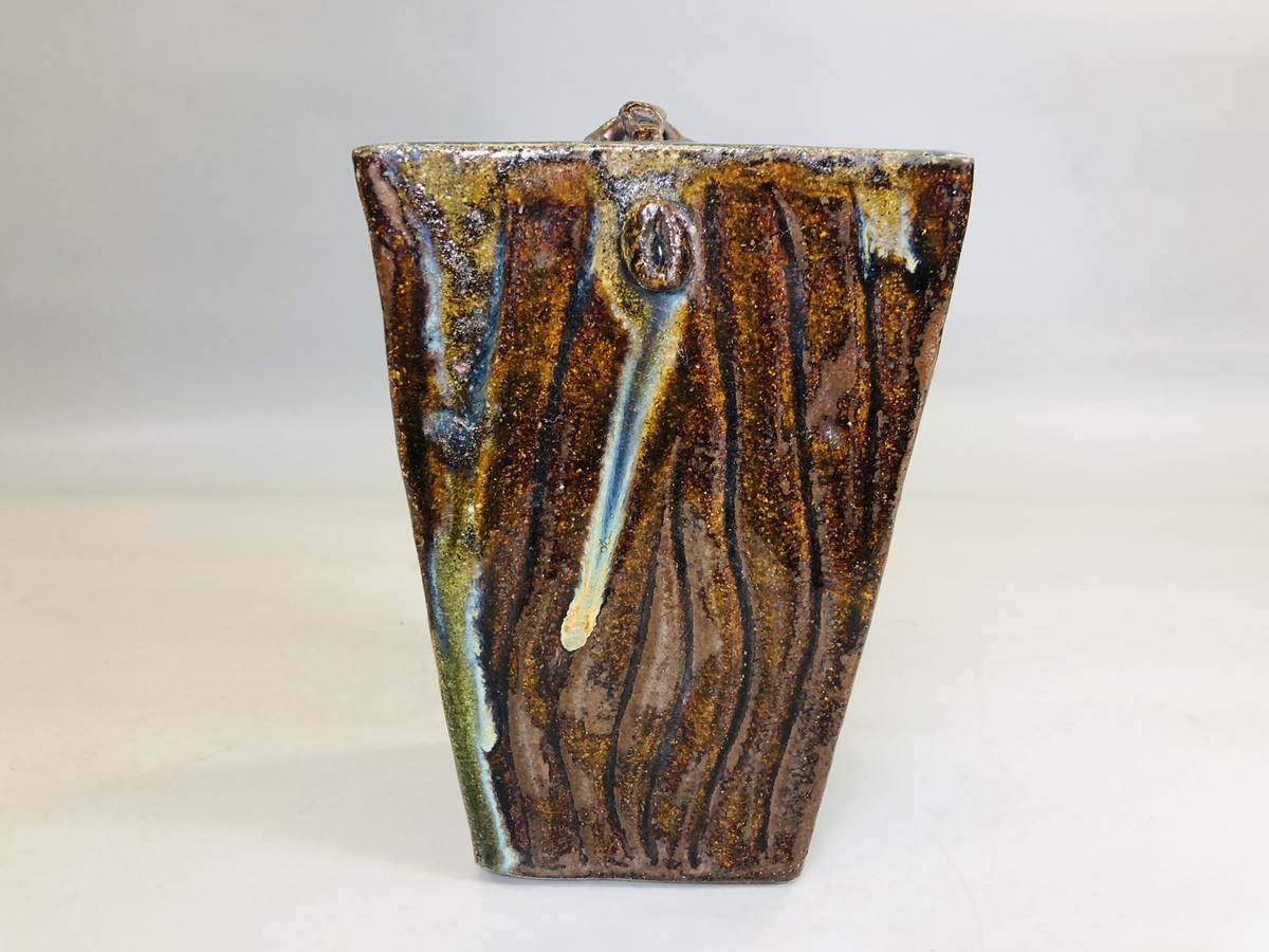 Y5793 FLOWER VASE Seto-ware water bucket shape Japan ikebana